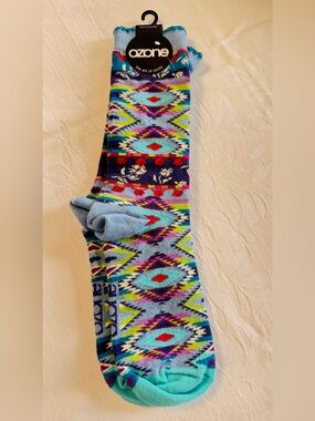 Ozone Designer Kilim Womens Crew Aztec Pattern Bright Multicolor